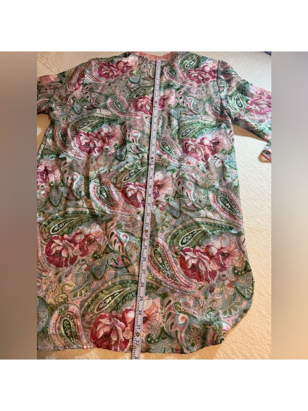 Victoria's Secret Gold Label Paisley Pink Floral Robe Nightgown Women’s P/S - Picture 9 of 10